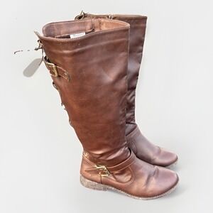 Wanted Women's Brown Size 9 Boots With Zipper Lace Up Buckle Accents Riding Boot